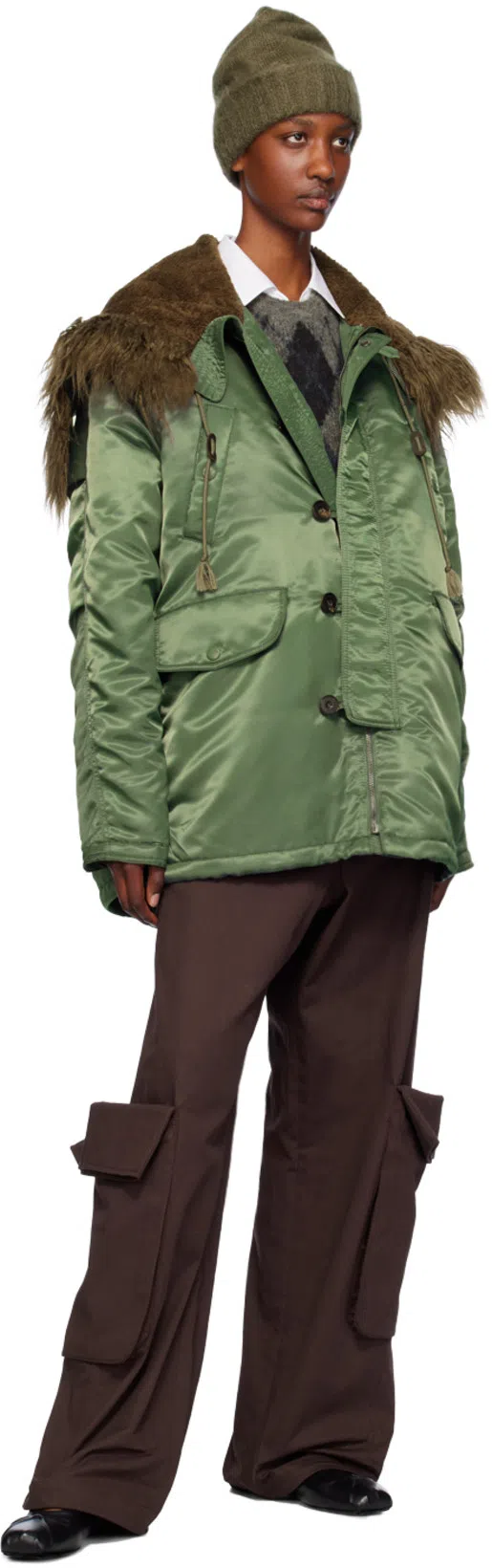 MARNI Leather Little Bow Ballerina In Grey