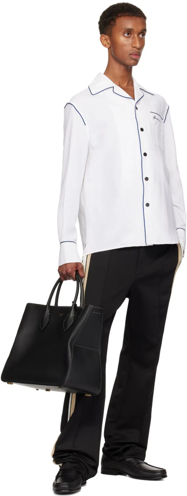 FERRAGAMO Large Calfskin Tote Bag In Black