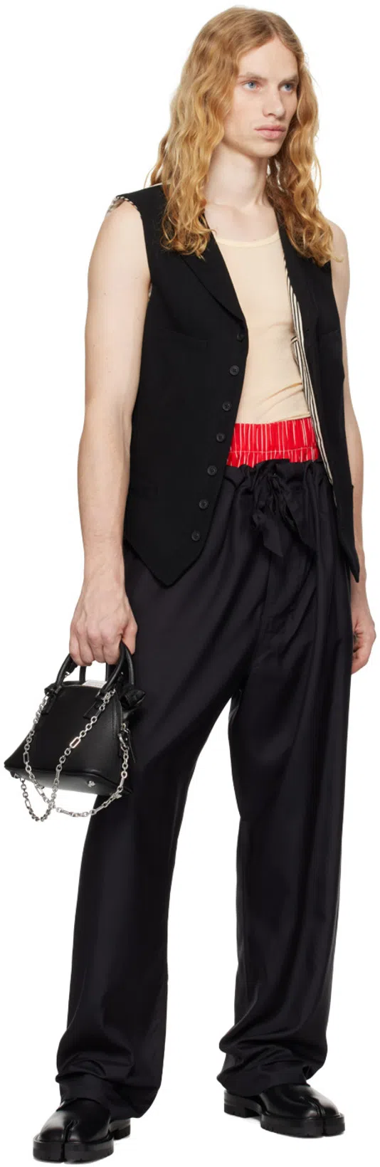 MAISON MARGIELA Black Leather Tabi Ankle Boots Men In Multi