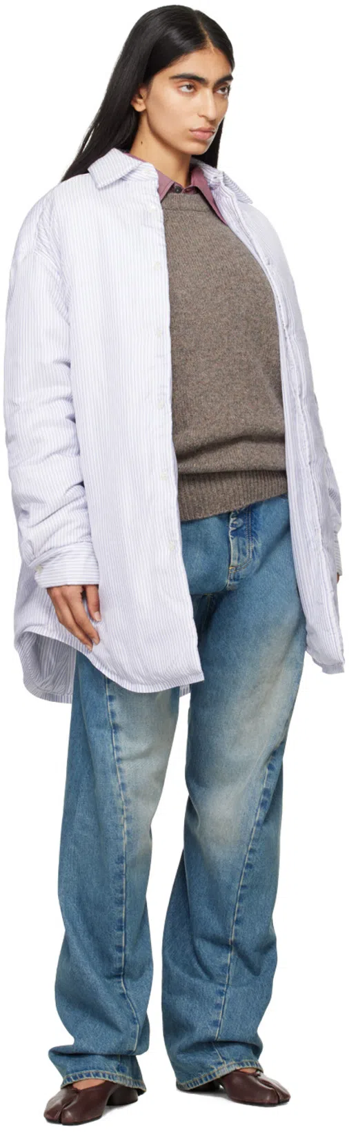 MAISON MARGIELA Split-toe Design Black Lambskin Pumps With Calfskin Lining