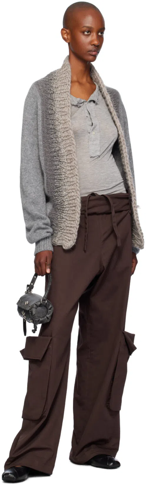 MARNI Leather Little Bow Ballerina In Grey