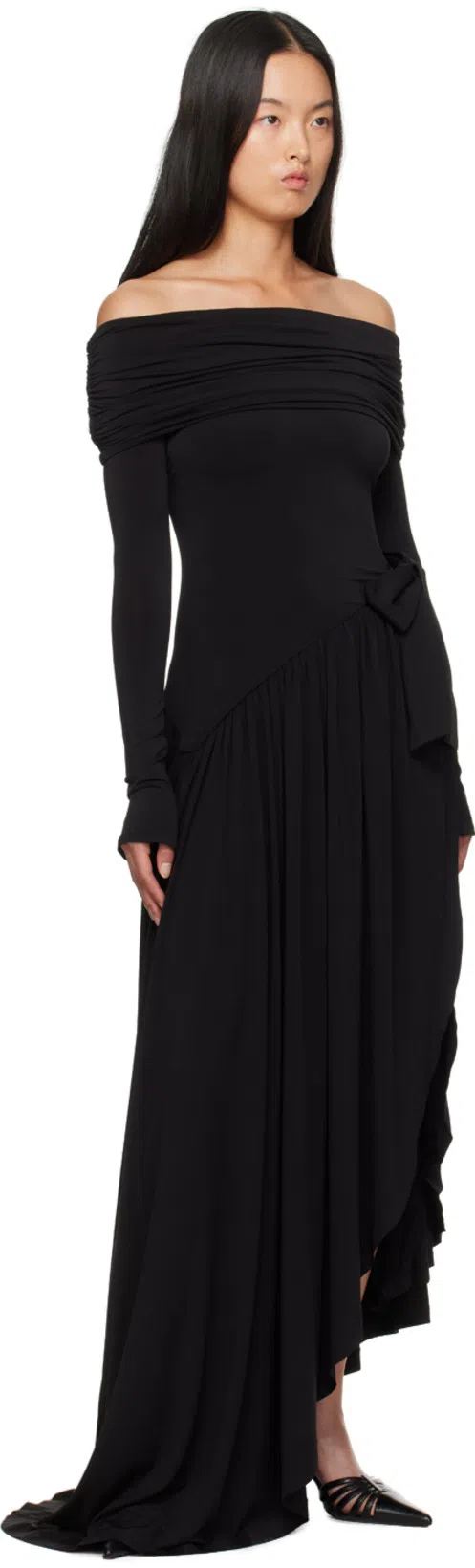 PARIS TEXAS Black Leather Mule Nadia In Blue