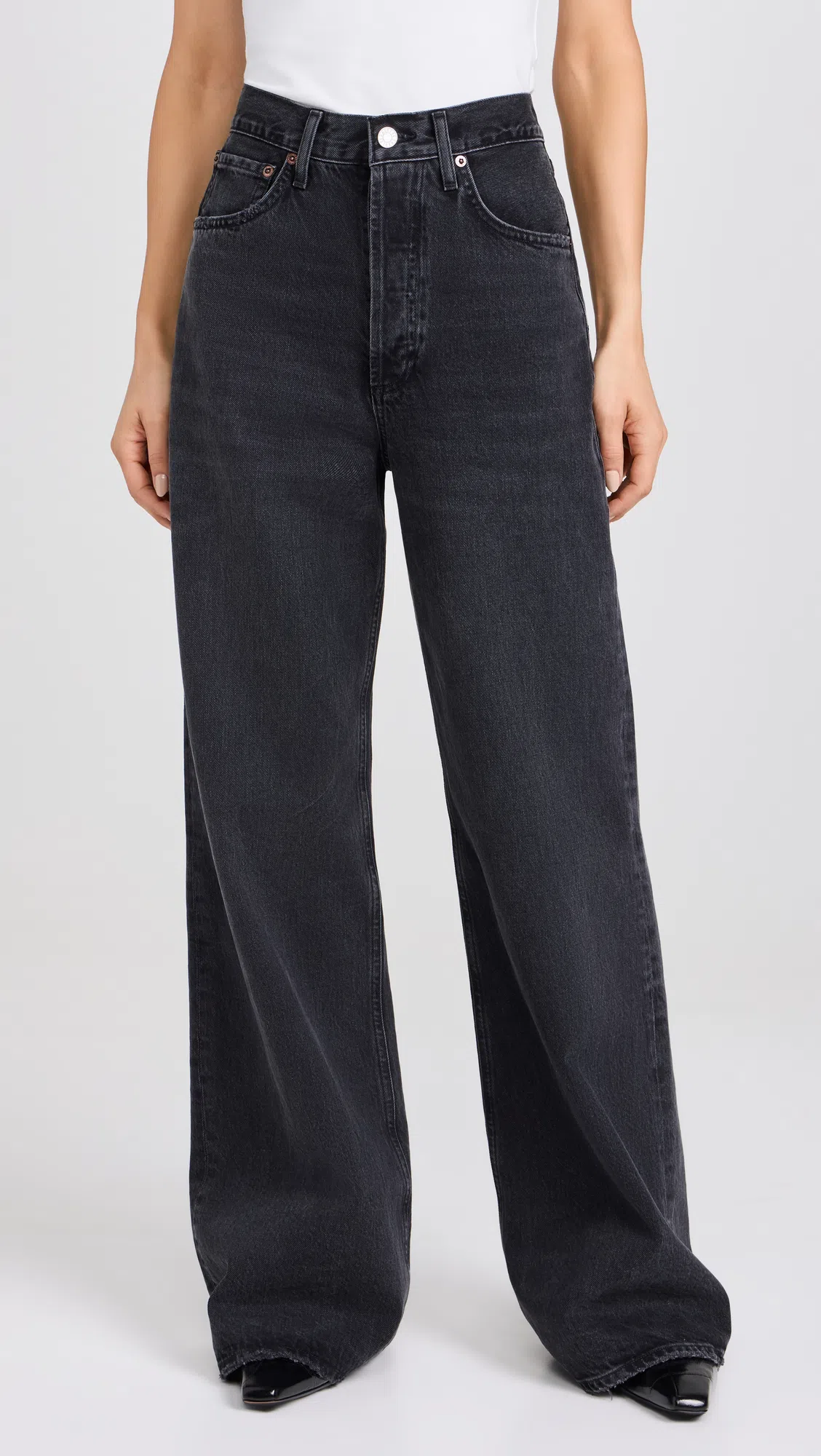 AGOLDE Dame High Waist Wide Leg Organic Cotton Jeans In Hitch
