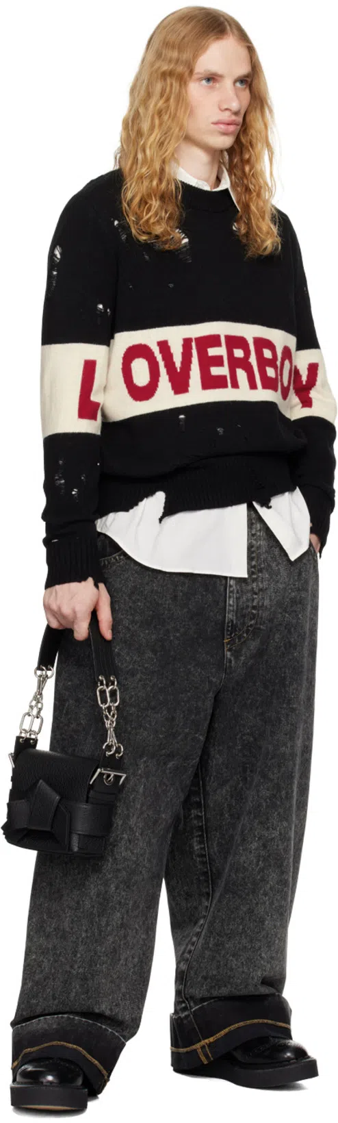 ACNE STUDIOS Musubi Mini Chain-embellished Full-grain Leather Messenger Bag In 900 Black