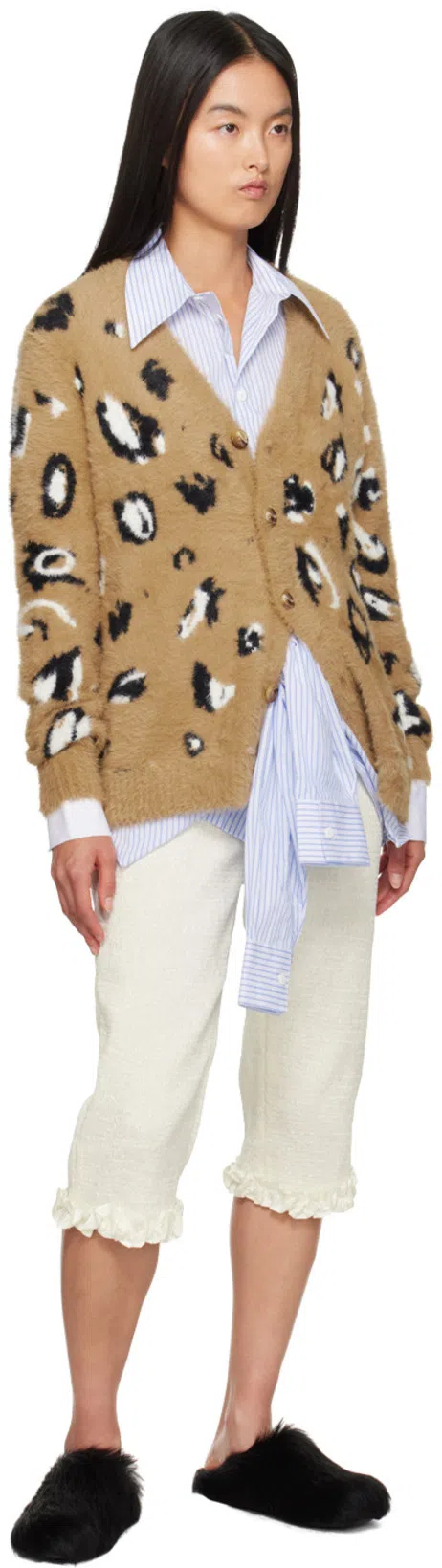 MARNI Faux Fur Round Toe Sandals In Black