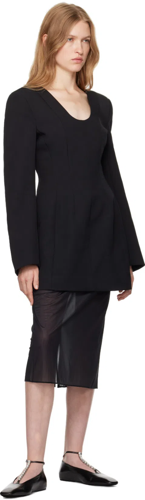 JIL SANDER Crystal-embellished Ballet Flats Black