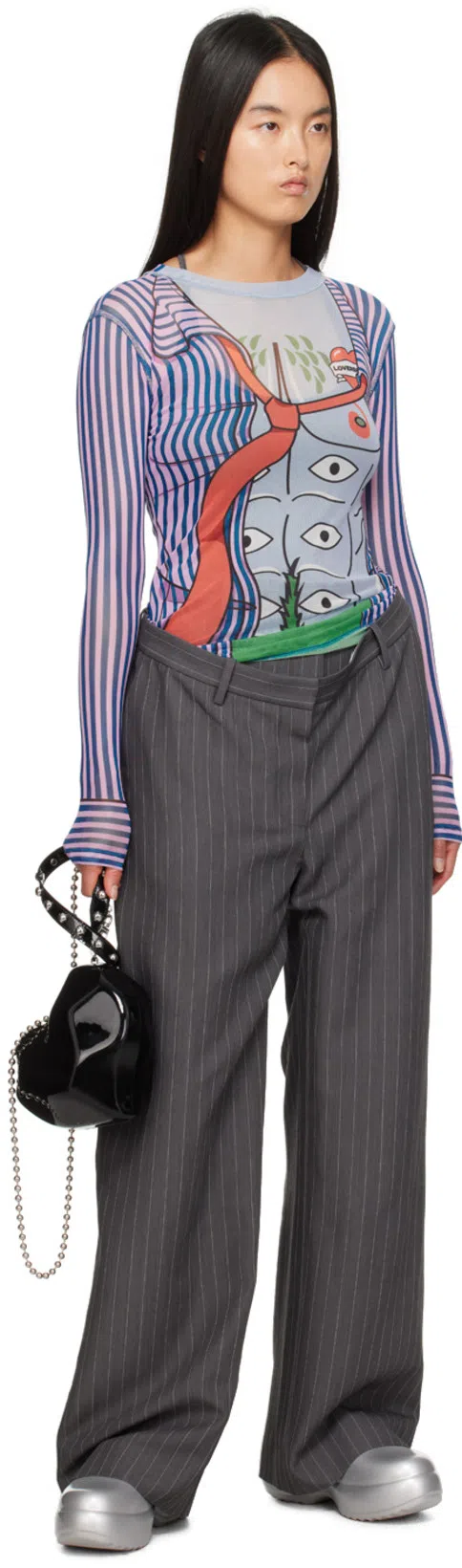 ACNE STUDIOS Deconstructed Trousers Grey Melange In 990 Grey Melange