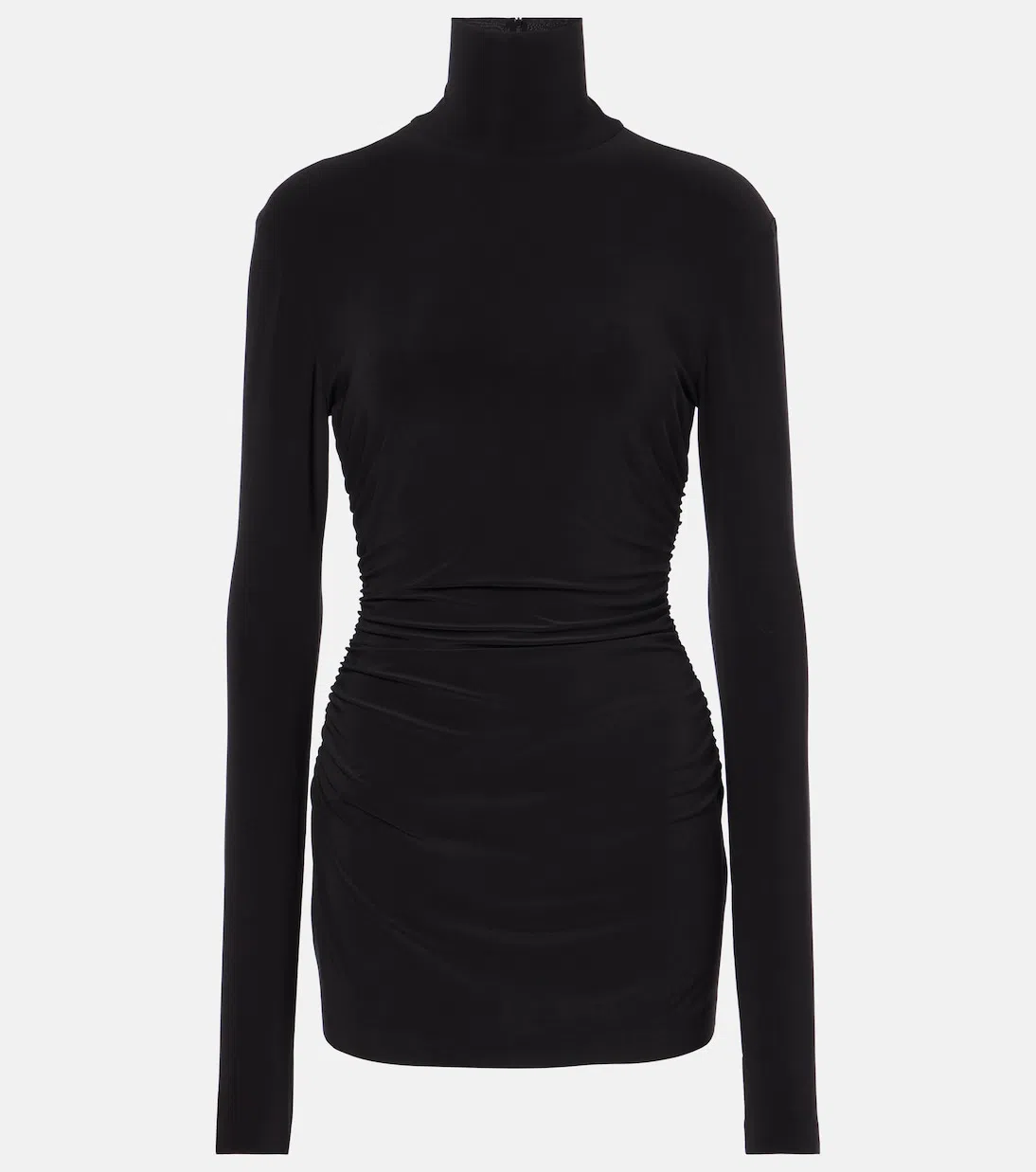 NORMA KAMALI Pickleball Ruched Stretch-jersey Mini Dress In Black