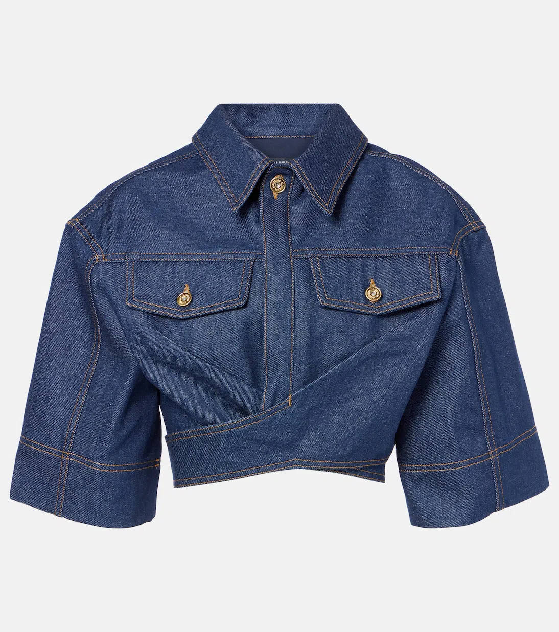 JACQUEMUS Le Haut De-nîmes Denim Crop Top In Blue