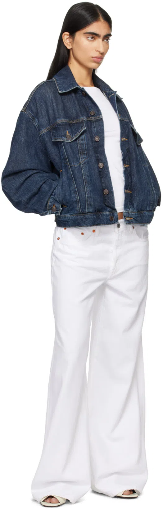 AGOLDE Womens Pendulum (ind Darkened) Dalton Balloon-sleeve Organic Denim Jacket In Blue