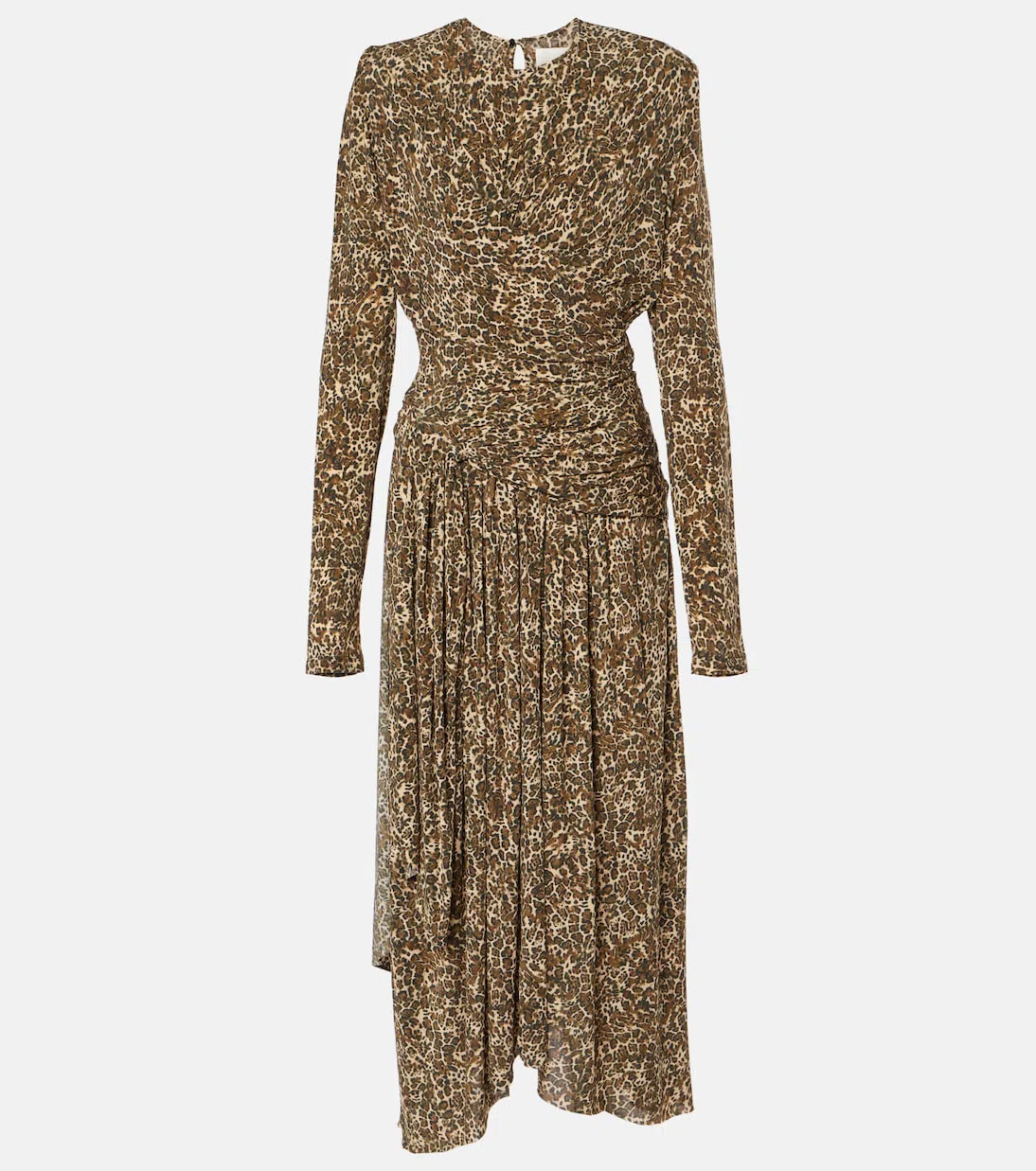 ISABEL MARANT Regular Fit Wrap Dress With Long Sleeves In Brown