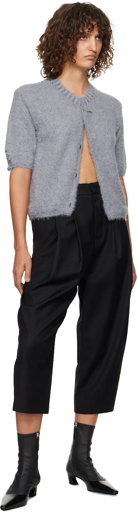 ACNE STUDIOS Musubi Elongated Bow Detail Leather Crossbody Bag In Black