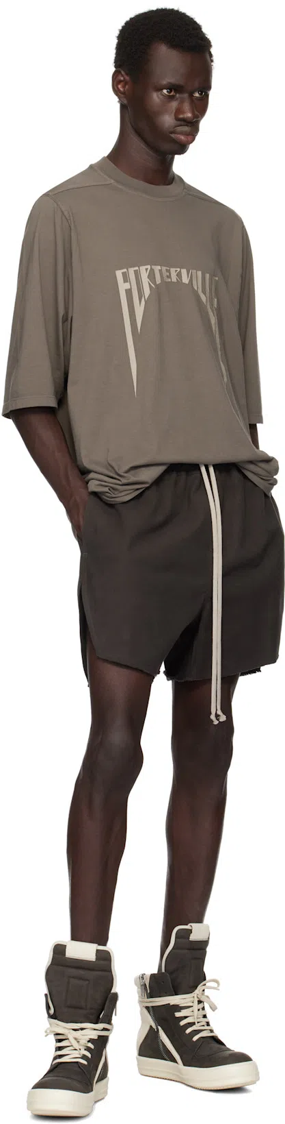 RICK OWENS Geometric High-top Sneakers Unique Laces In Black