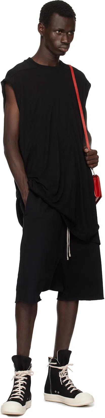 RICK OWENS DRKSHDW Cargo Pocket Bermuda Shorts Drawstring In Black