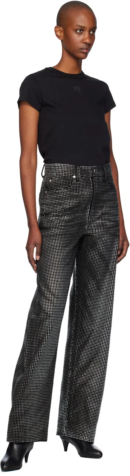 ALEXANDER WANG T T By Alexander Wang Puff Logo Shrunken T-shirt In Black