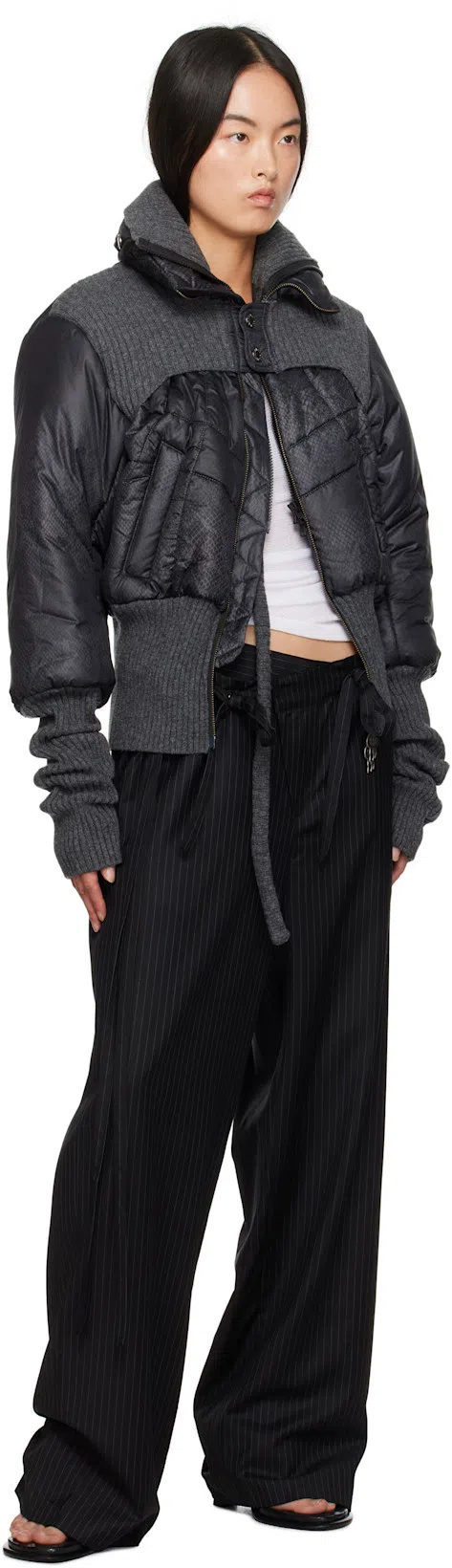 BURBERRY Black Leather Bay Heeled Sandals In Blue