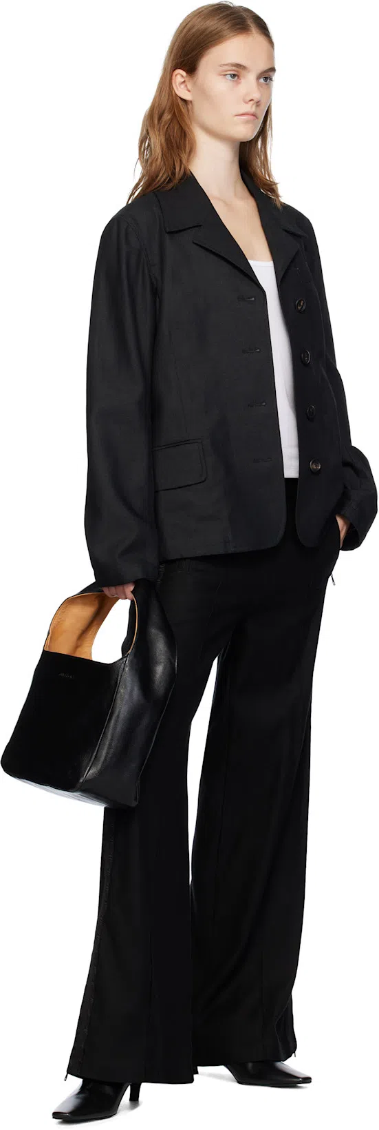 TOTÊME The Wide Shaft Glossed-leather Ankle Boots In Black