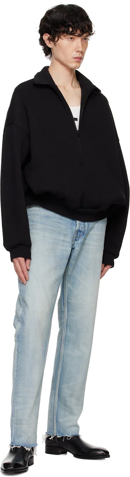 FEAR OF GOD Men Blue Five-pocket Jeans With Front Logo Patch In Denim Man