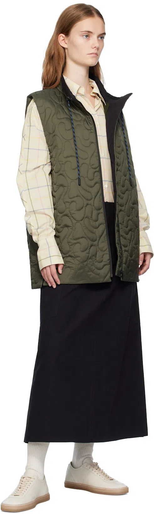 TOOGOOD Khaki 'the Wayfinder' Vest In Contour Quilt Olive