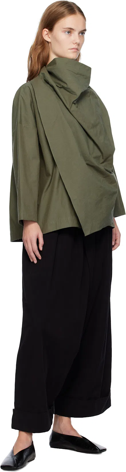 JIL SANDER Black Leather Ballet Flats