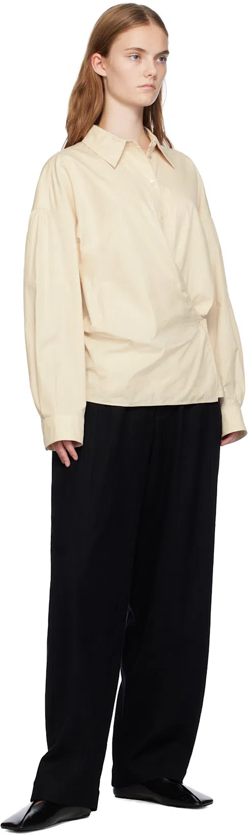 JIL SANDER Black Leather Ballet Flats