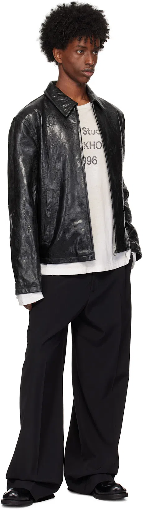 ACNE STUDIOS Mens Distressed Long-sleeve Logo T-shirt In Neutral