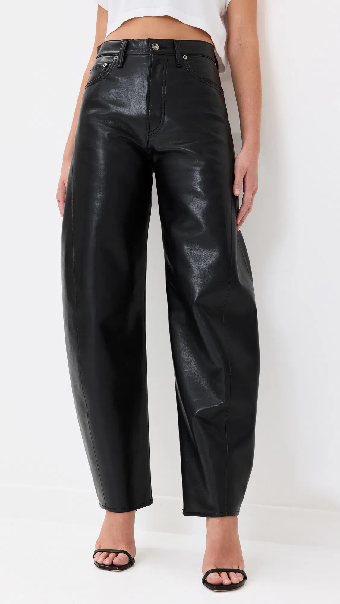 AGOLDE Ren Straight Leather Pant Detox In Black