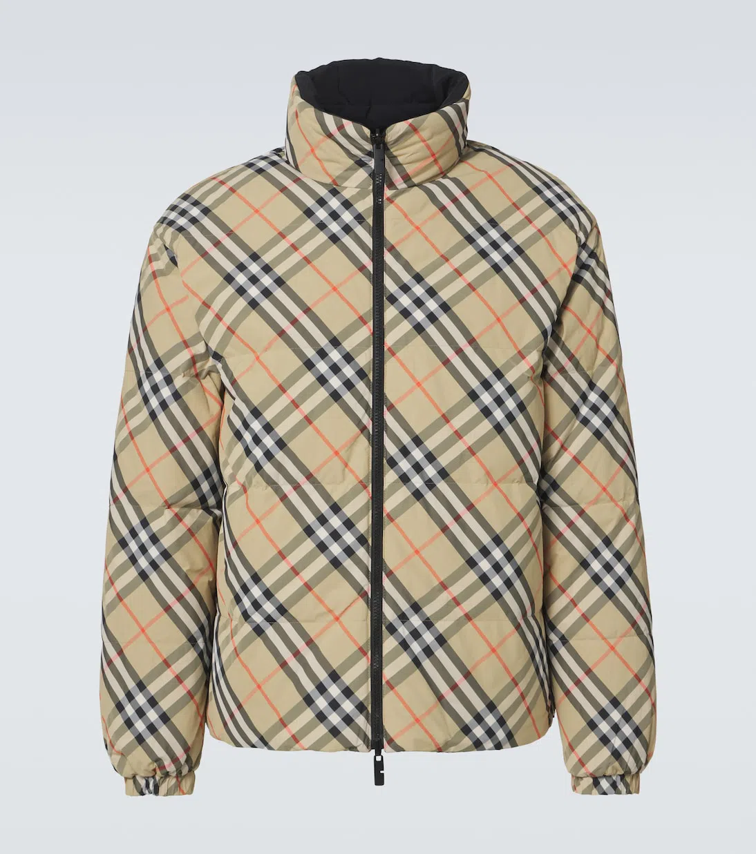 BURBERRY Checked Reversible Hooded Jacket In Gray