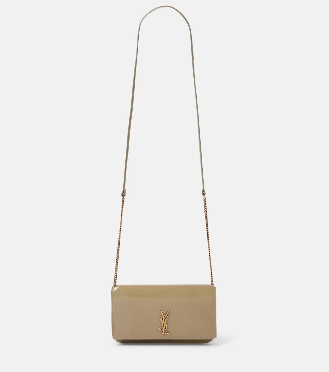 SAINT LAURENT Lee Embellished Patent-leather Slingback Pumps In Marron Glace