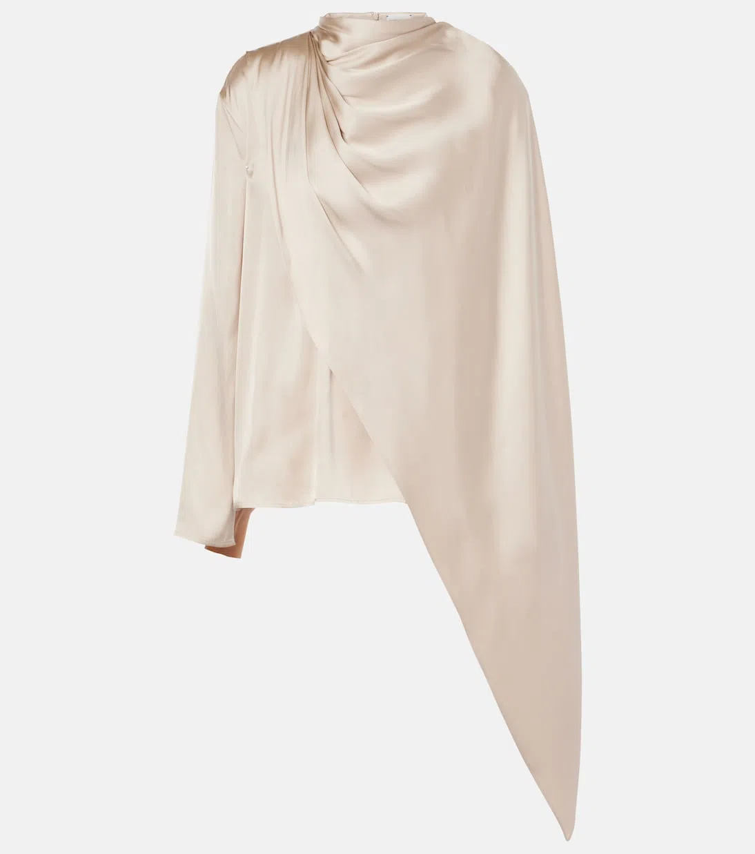 MAGDA BUTRYM Cape-effect Silk Blouse In Beige