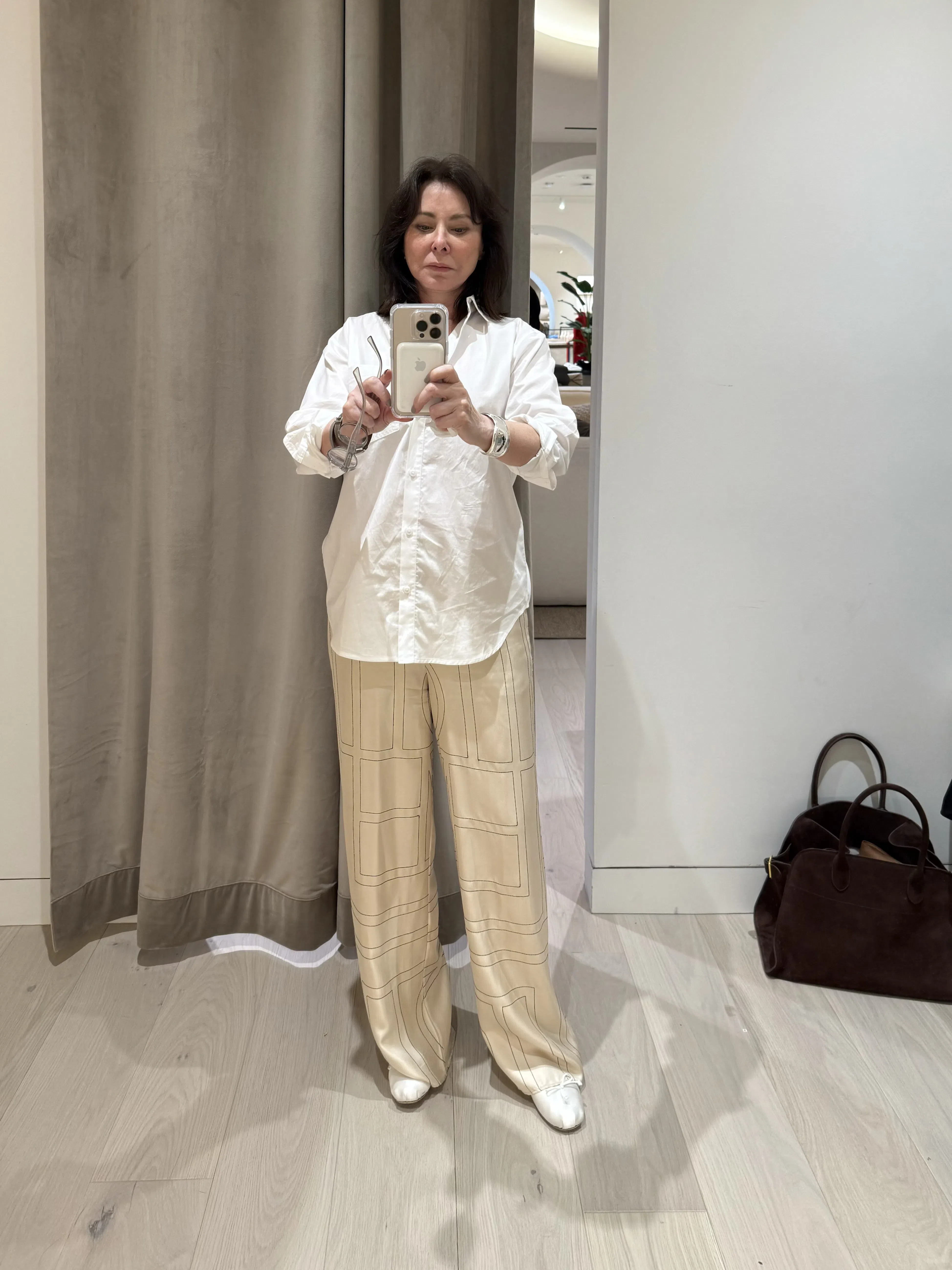 MIU MIU Leather Mary Jane Ballerina Flats In Bianco