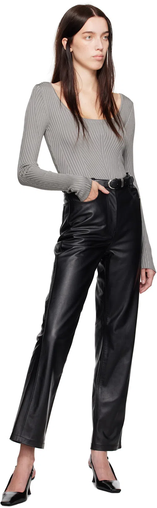 PROENZA SCHOULER Slingback Leather Pumps In Black