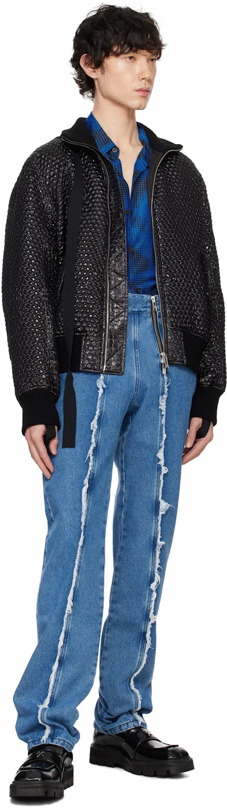 HELMUT LANG Black Seatbelt Down Bomber Jacket In Black - 001