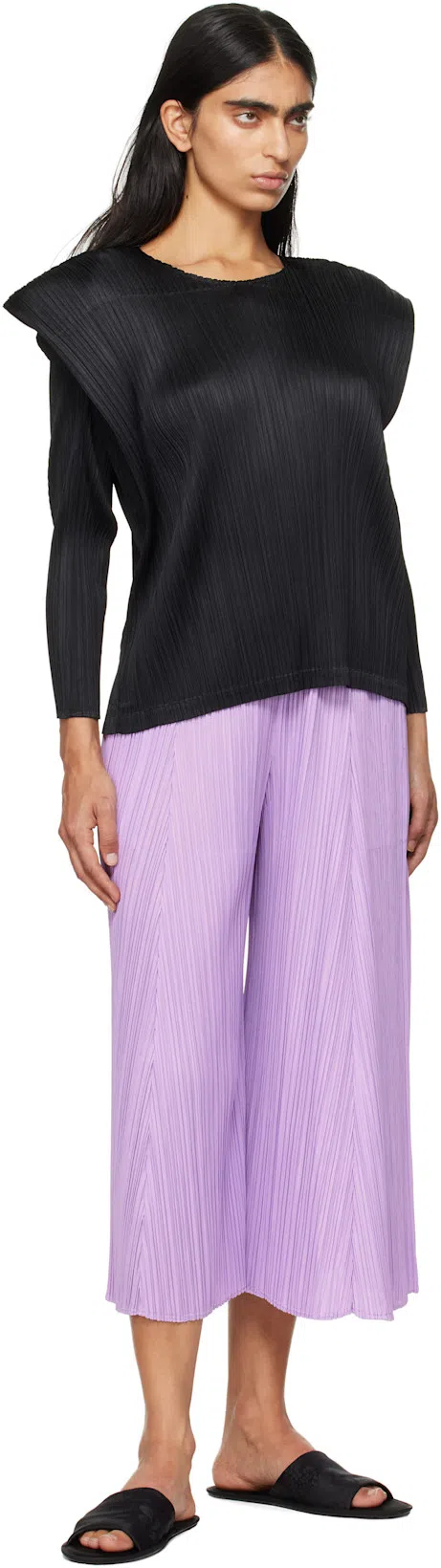 THE ROW Frances Slipper Open Toe Flats In Black