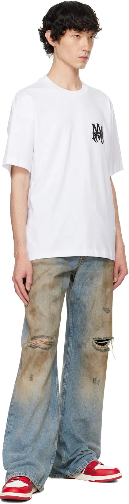 AMIRI Low Top Sneakers Contrast Panels In Red