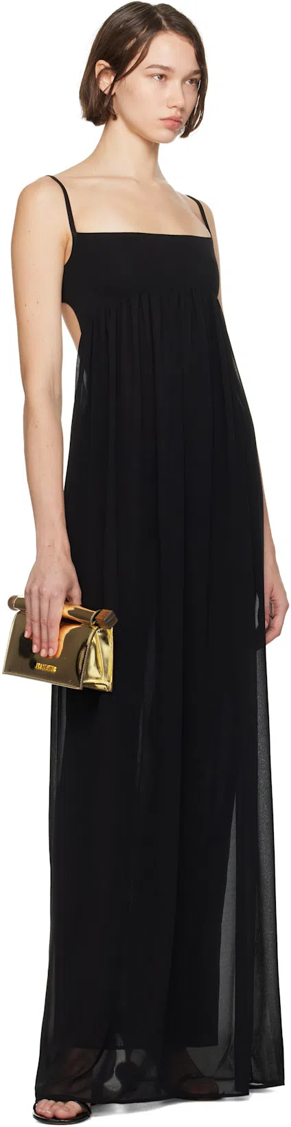 JACQUEMUS Beige La Pochette Rond Carr Clutch Bag In Gold