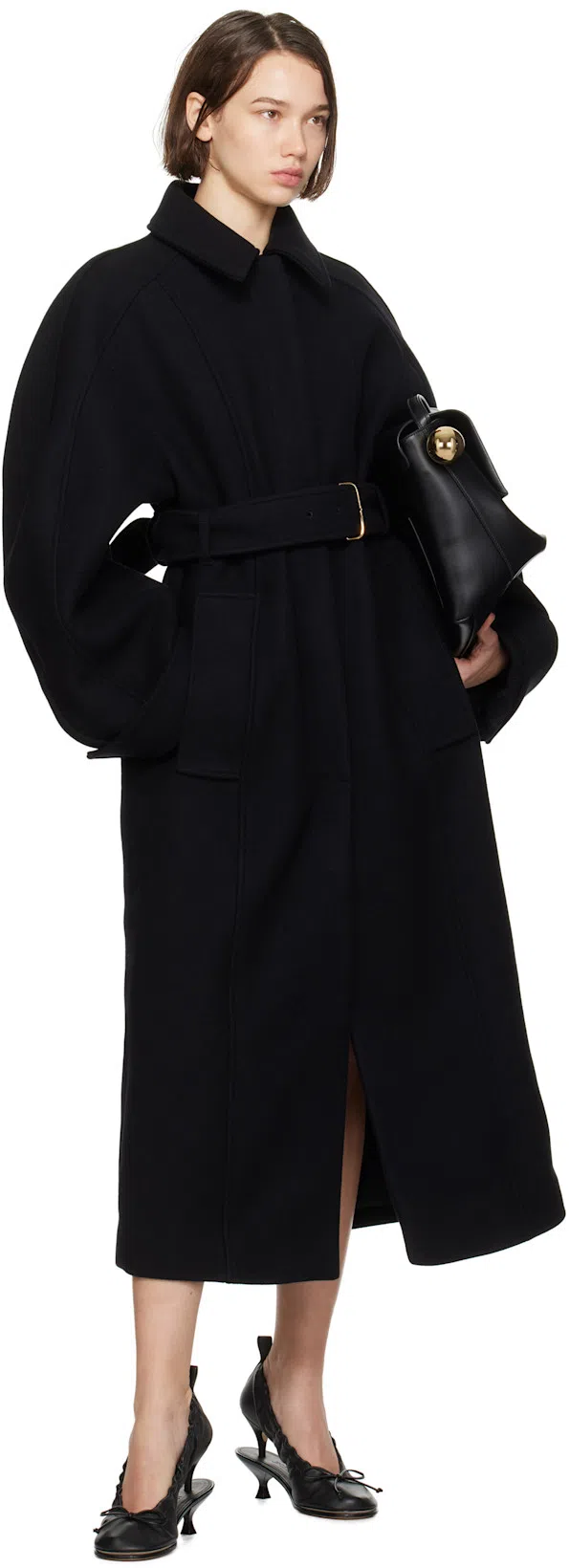 JACQUEMUS Rond Carr Leather Crossbody Bag In Black