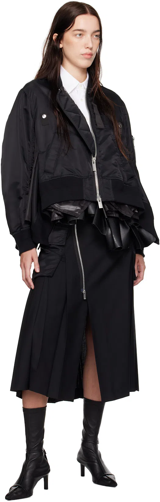 SACAI Women's Nylon Twill Blouson With Drawstring In Black
