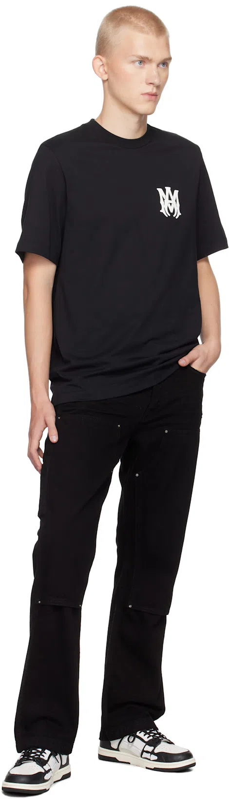 AMIRI Mens Black Skel Top Bandana-print Leather Low-top Trainers