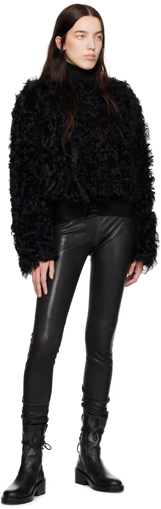 ANN DEMEULEMEESTER Woman Ankle Boots Black Size 7.5 Leather