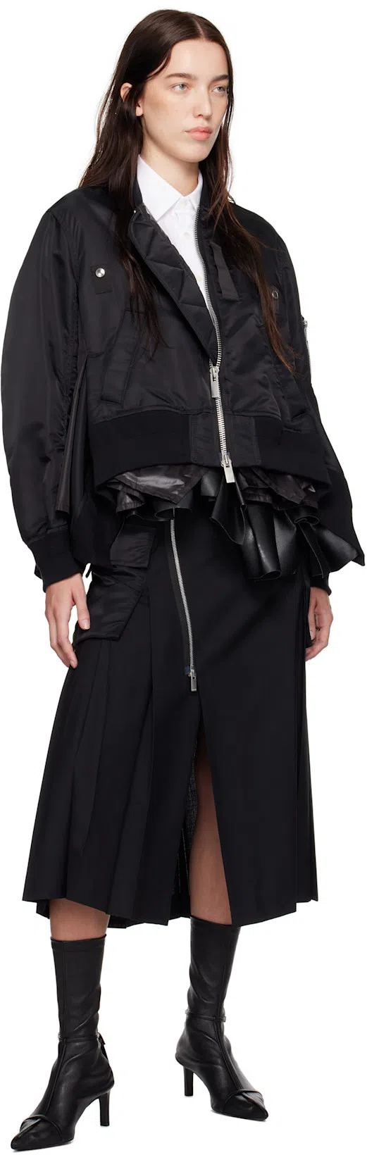 SACAI Women's Nylon Twill Blouson With Drawstring In Black
