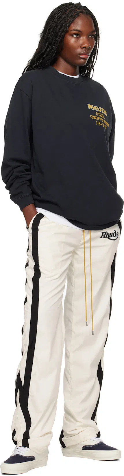 RHUDE Off-white & Black Ski Track Pants In 0128 White/black