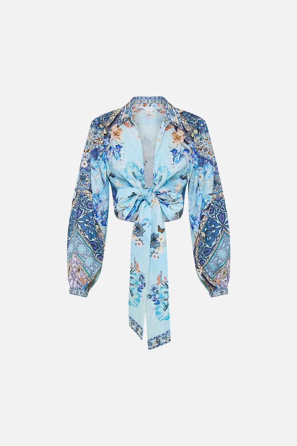 CAMILLA Linen Cropped Wrap Shirt In Al Manial Palace Memoirs