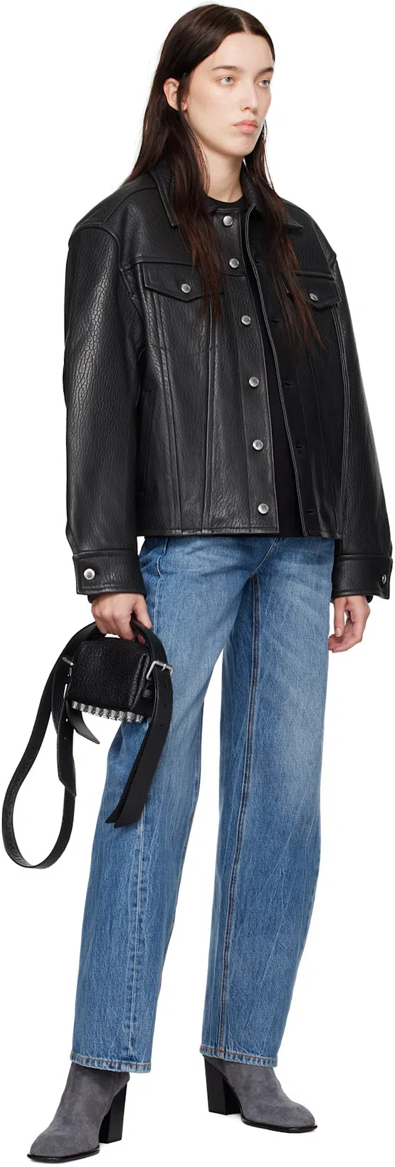 ALEXANDER WANG Black Leather Small Ricco Shoulder Bag