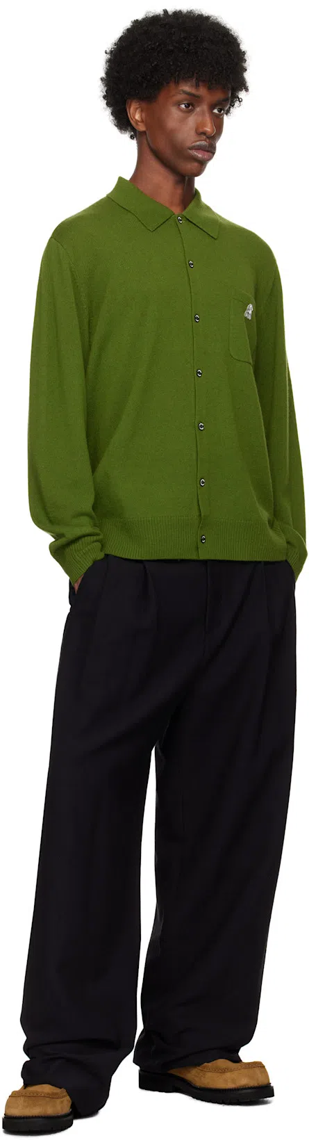 THE SHEPHERD UNDERCOVER Green Us2d4901 Cardigan In Moss Green