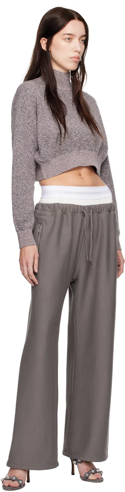 ALEXANDER WANG Riot Mules Leather Studs Open Toe Textured Fabric In Black