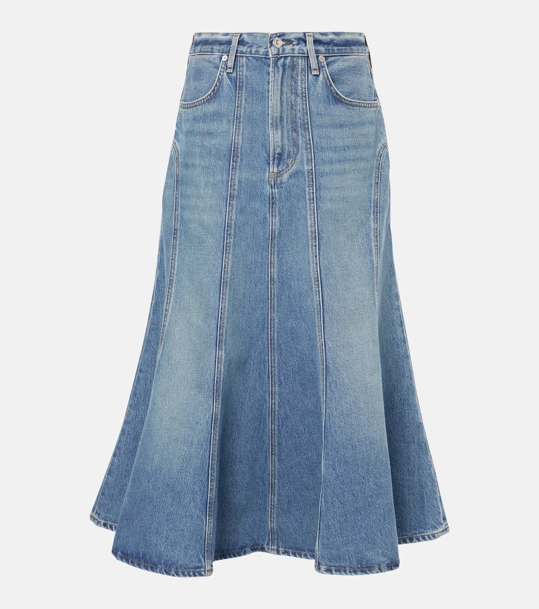 CITIZEN OF HUMANITY Gaucho Vintage Denim Maxi Skirt In Blue
