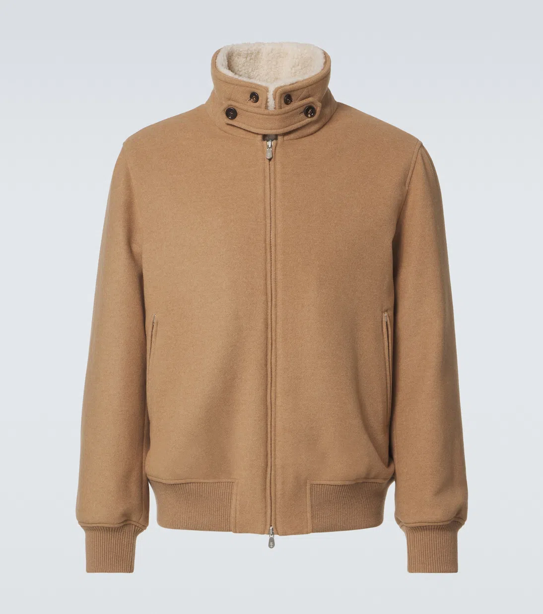 BRUNELLO CUCINELLI Shearling-trimmed Cashmere Jacket In Brown