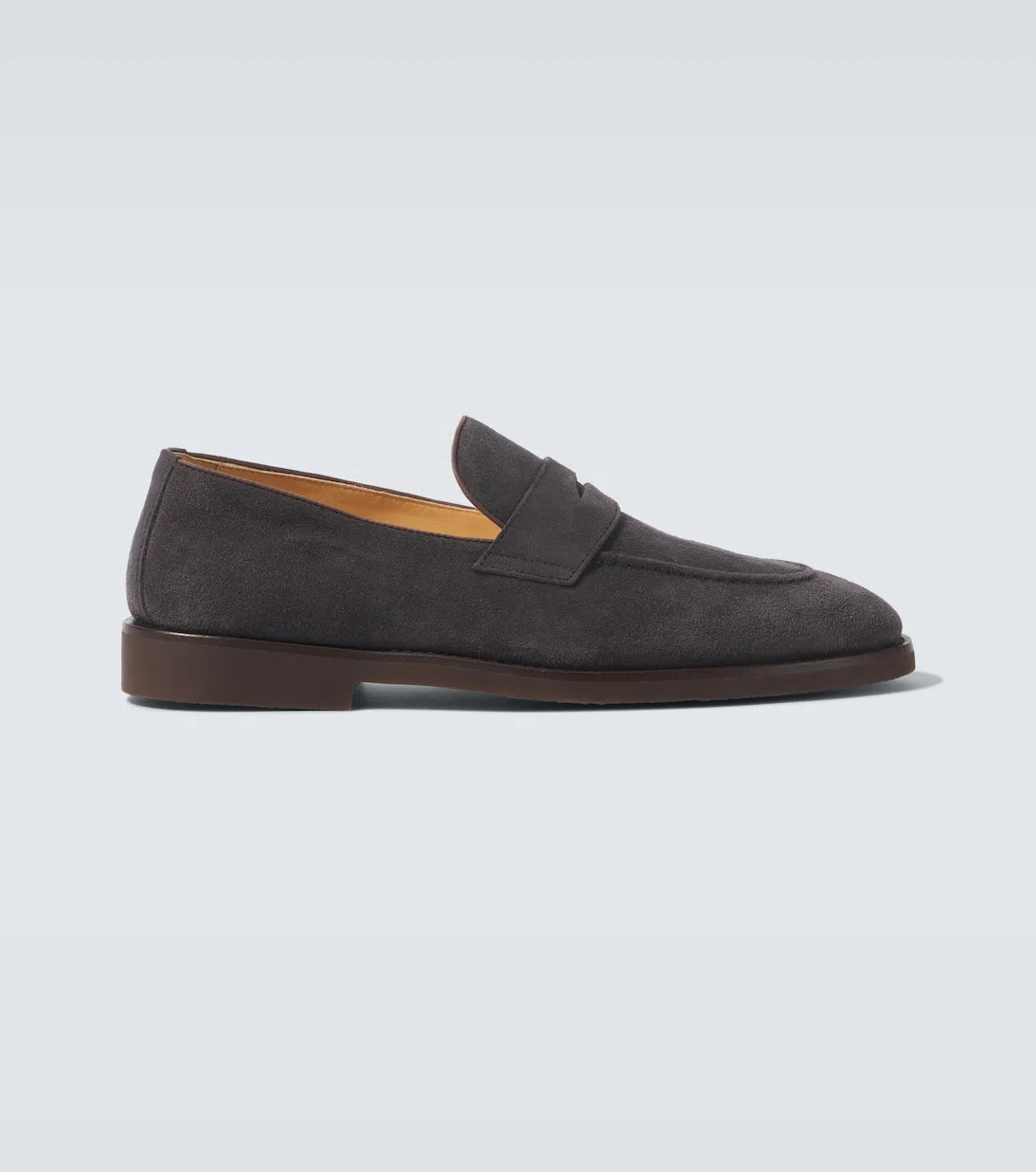 BRUNELLO CUCINELLI Suede Logo-embossed Loafers In Blue