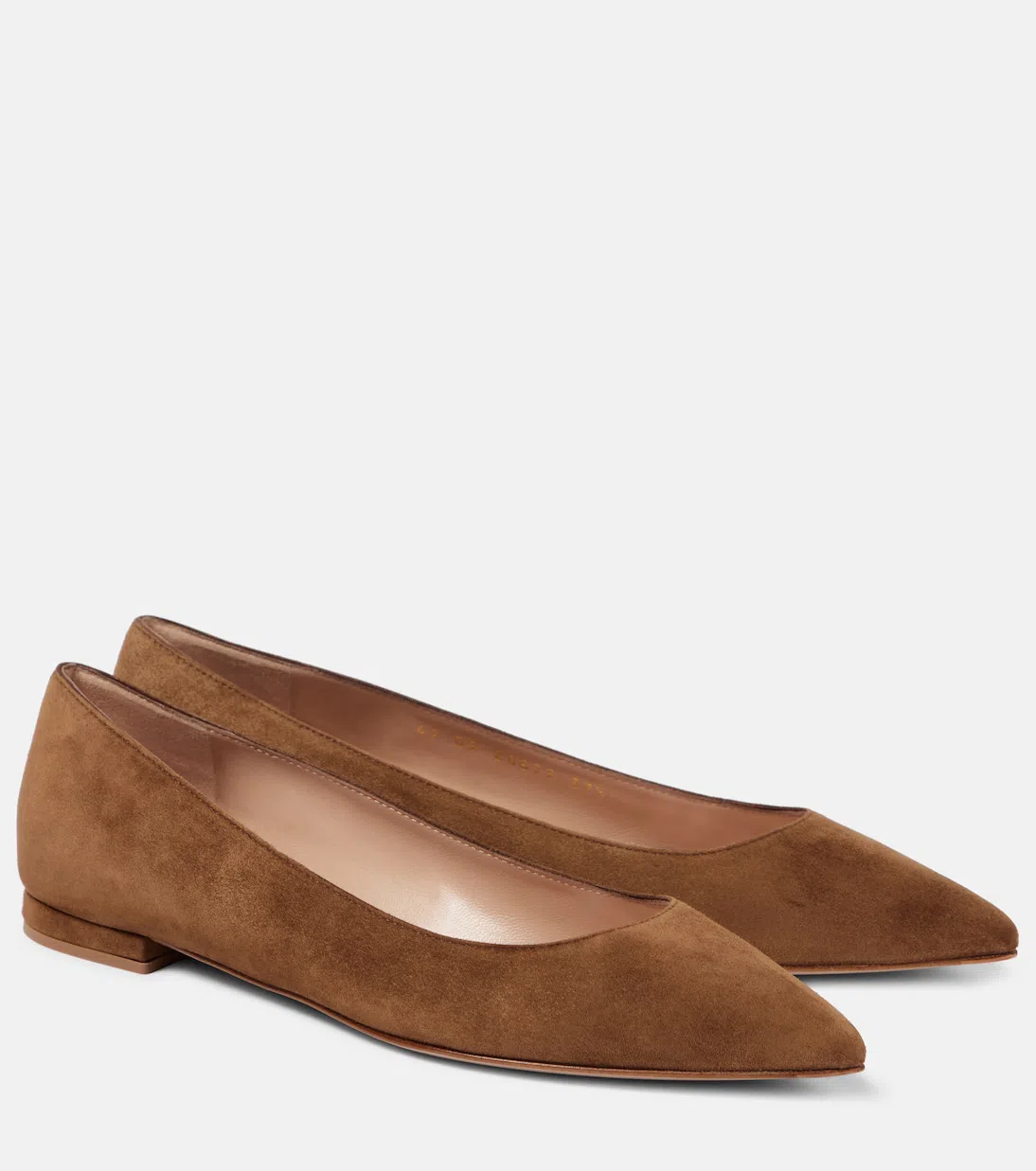 GIANVITO ROSSI Suede Pointed-toe Ballerina Flats In Texas